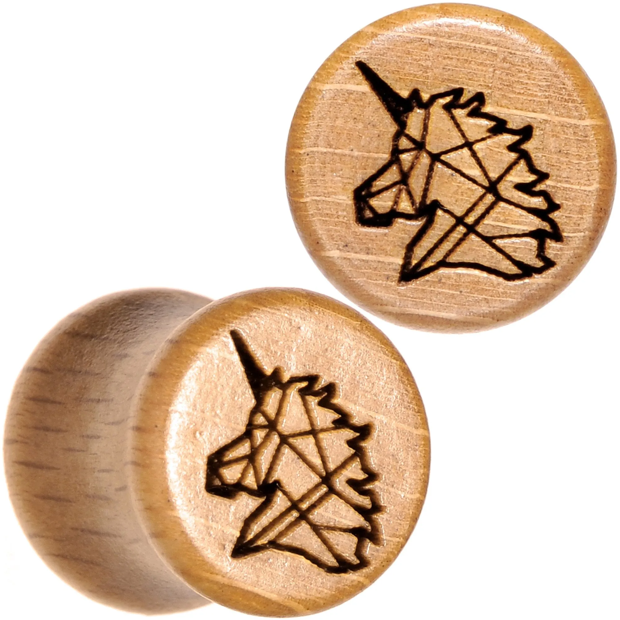 Organic Beechwood Geometric Unicorn Saddle Plug Set 0 Gauge to 25mm
