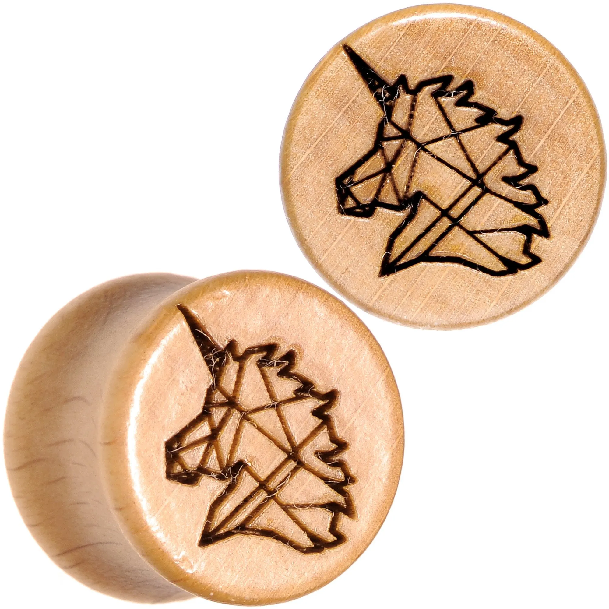 Organic Beechwood Geometric Unicorn Saddle Plug Set 0 Gauge to 25mm