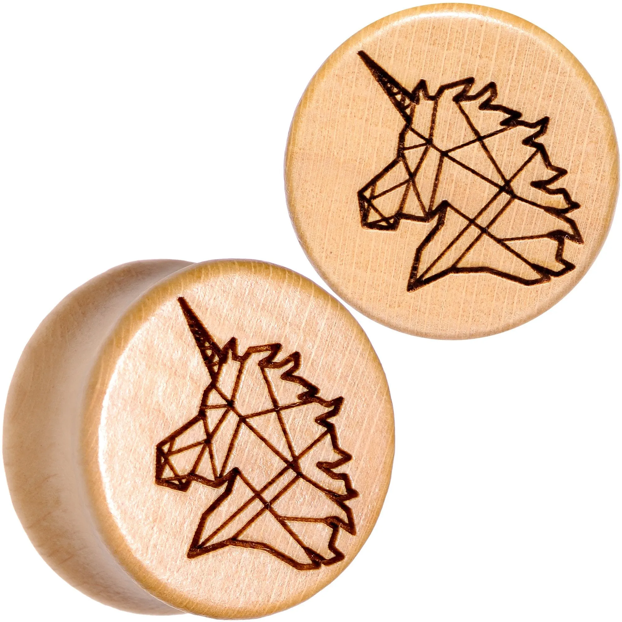 Organic Beechwood Geometric Unicorn Saddle Plug Set 0 Gauge to 25mm