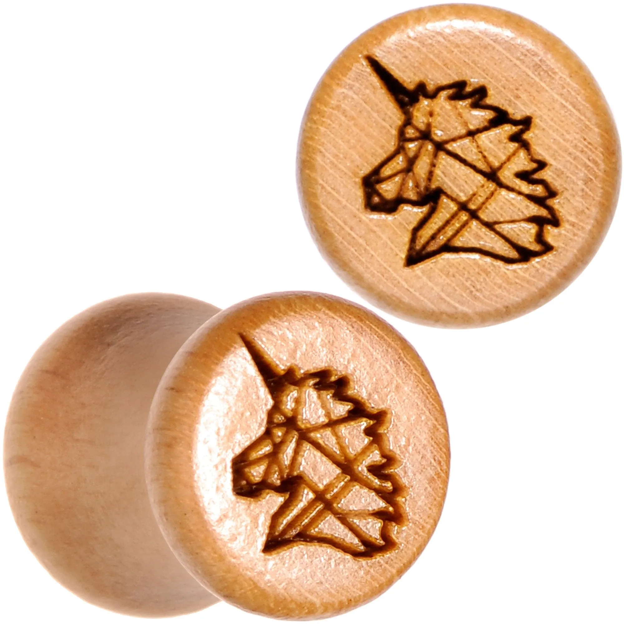 Organic Beechwood Geometric Unicorn Saddle Plug Set 0 Gauge to 25mm