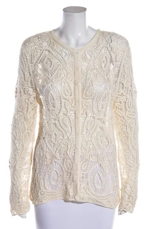 Oscar de la Renta Beige Vintage Long Sleeve Woven Button Up Top SZ L