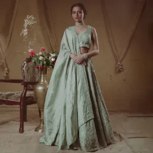 Pakistani Sleeveless Lehenga Choli and Dupatta #BS887