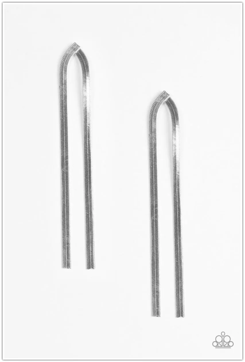 Paparazzi Very Viper - Silver Earrings