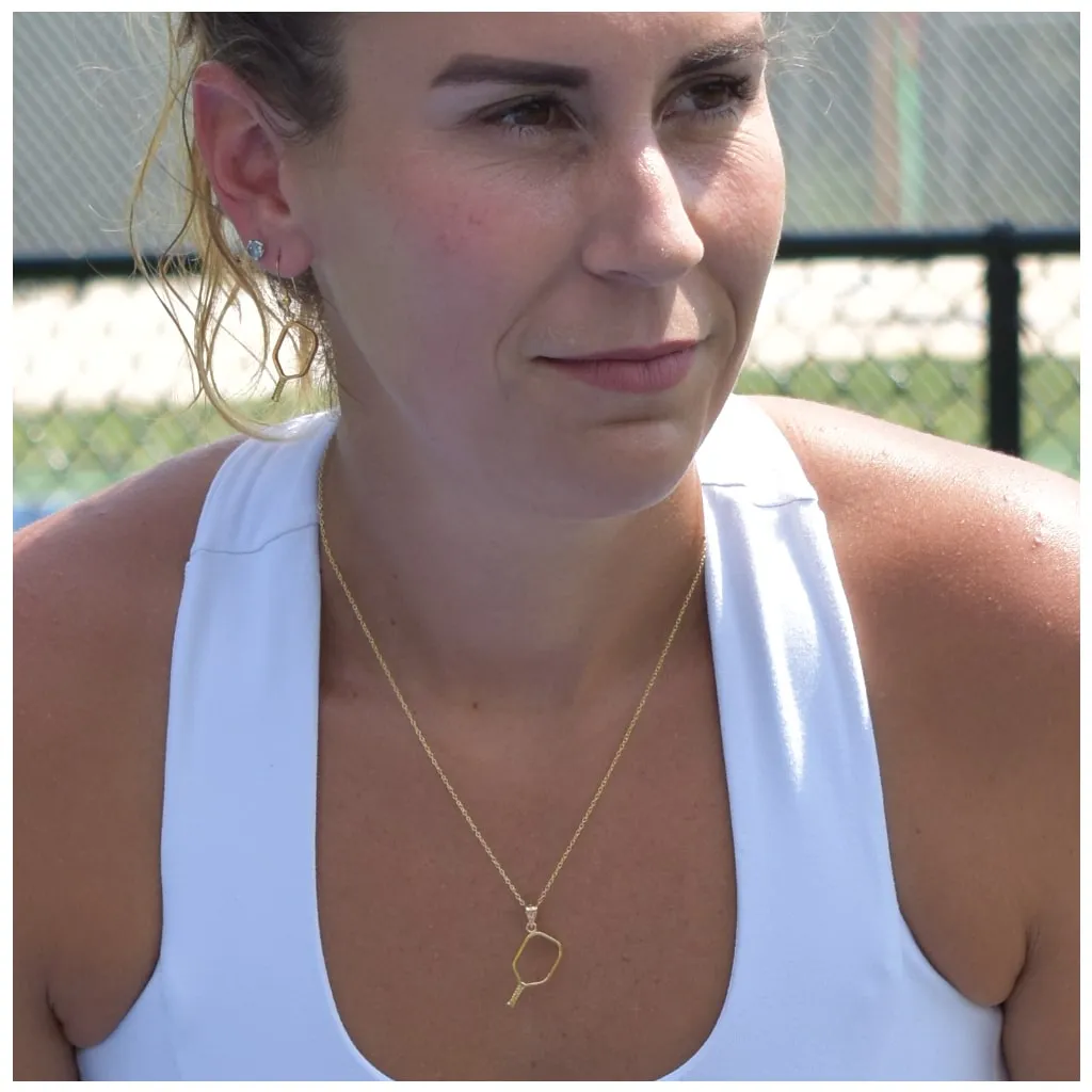 Pickleball Pendant | Open Paddle in Gold Plate