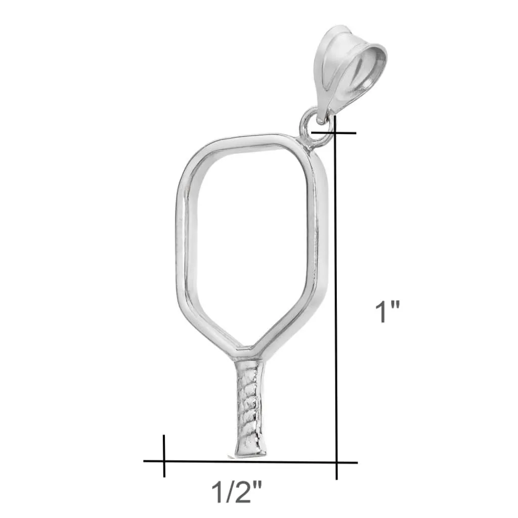 Pickleball Pendant | Open Paddle in White Gold