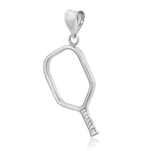 Pickleball Pendant | Open Paddle in White Gold