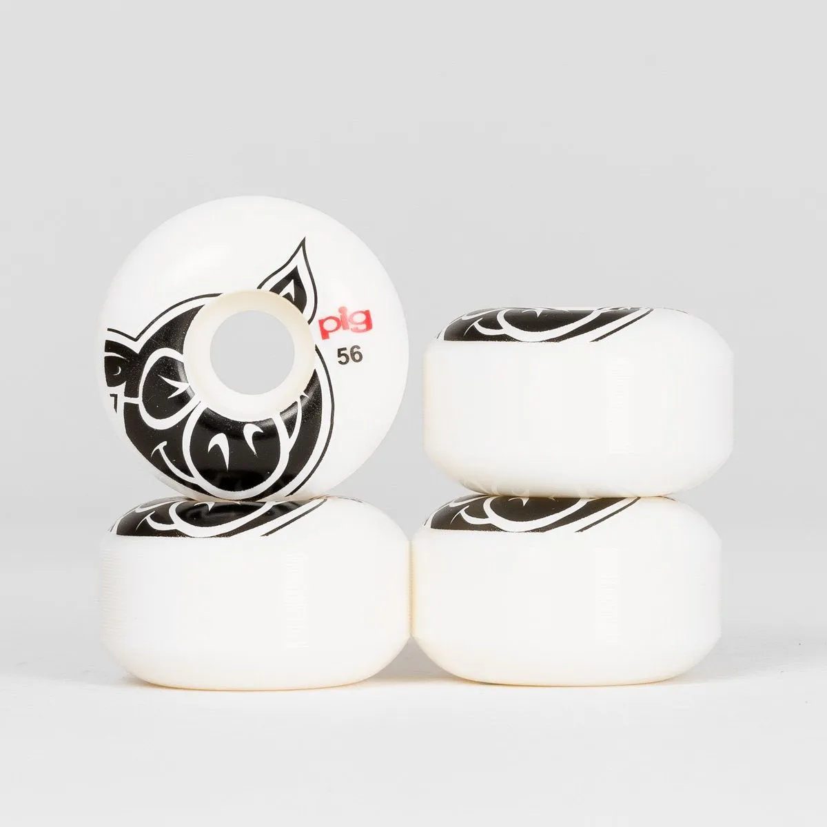 Pig Head Logo Natural Skateboard Wheels White 56mm