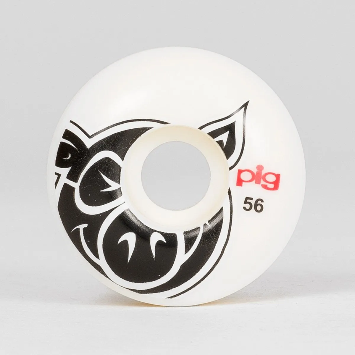 Pig Head Logo Natural Skateboard Wheels White 56mm