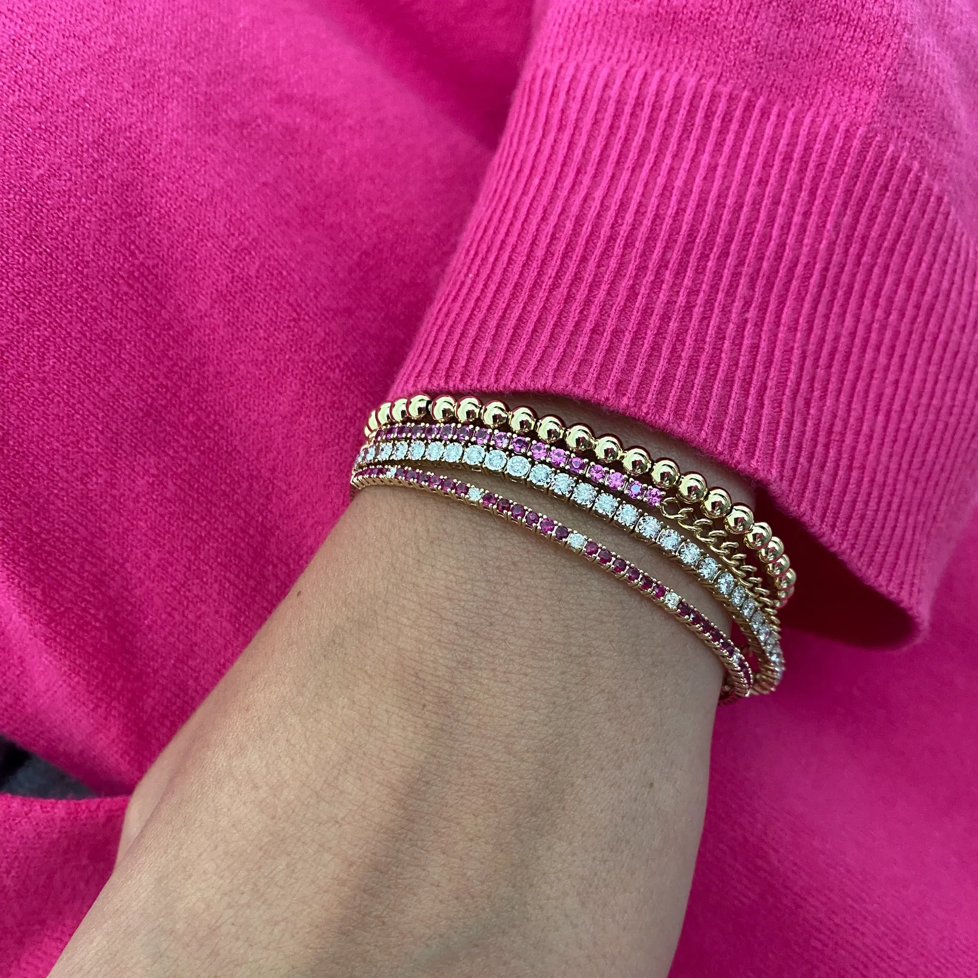 Pink Sapphire Cuban Link Bracelet
