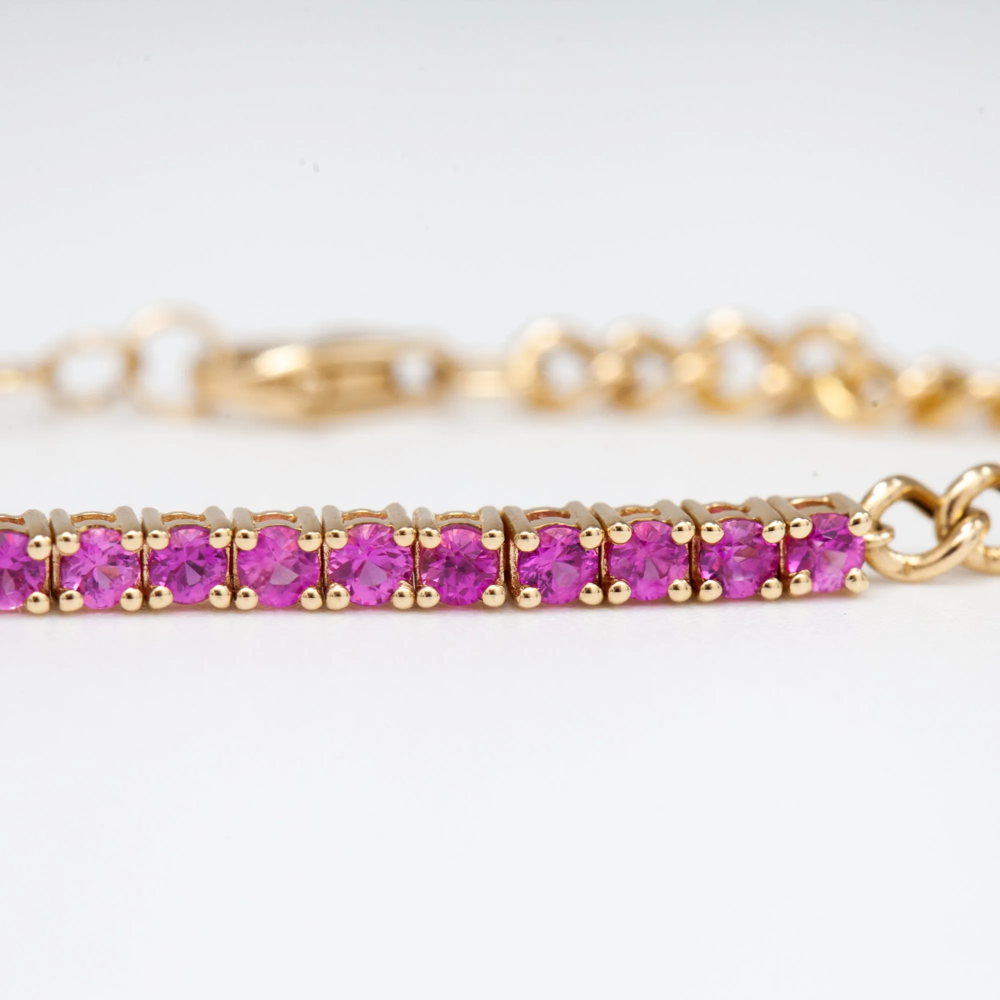 Pink Sapphire Cuban Link Bracelet