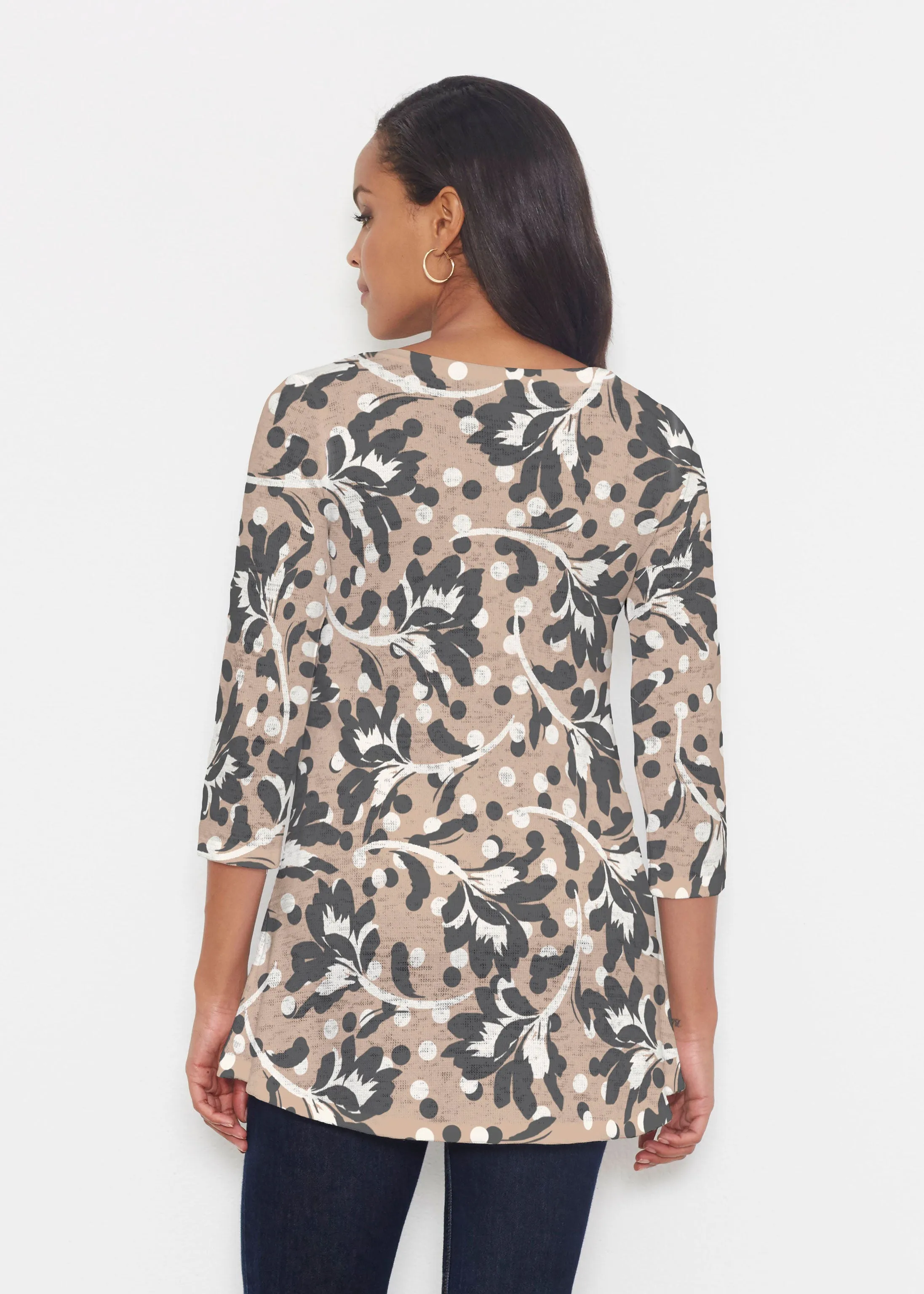 Polka Dot Floral (7875) ~ Katherine Hi-Lo Thermal Tunic
