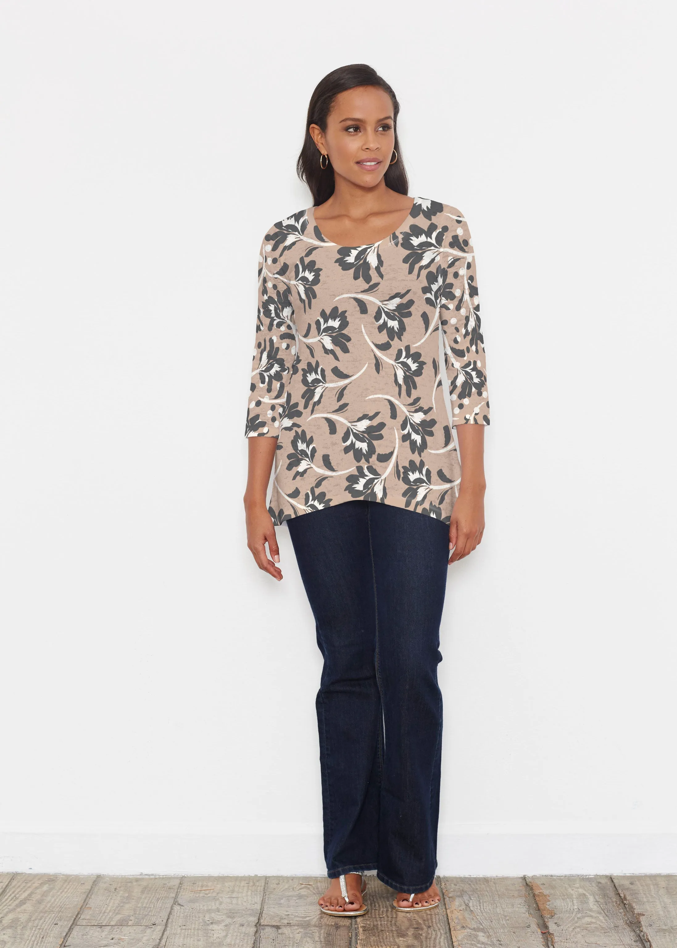 Polka Dot Floral (7875) ~ Katherine Hi-Lo Thermal Tunic