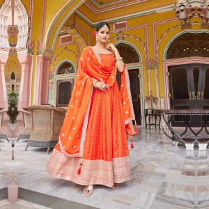 Polka Dot Orange Anarkali