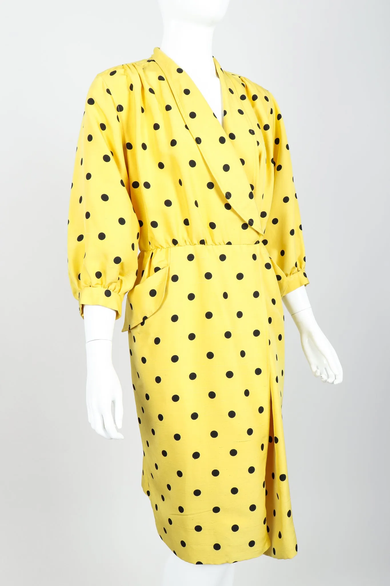 Polka Dot Shawl Collar Dress