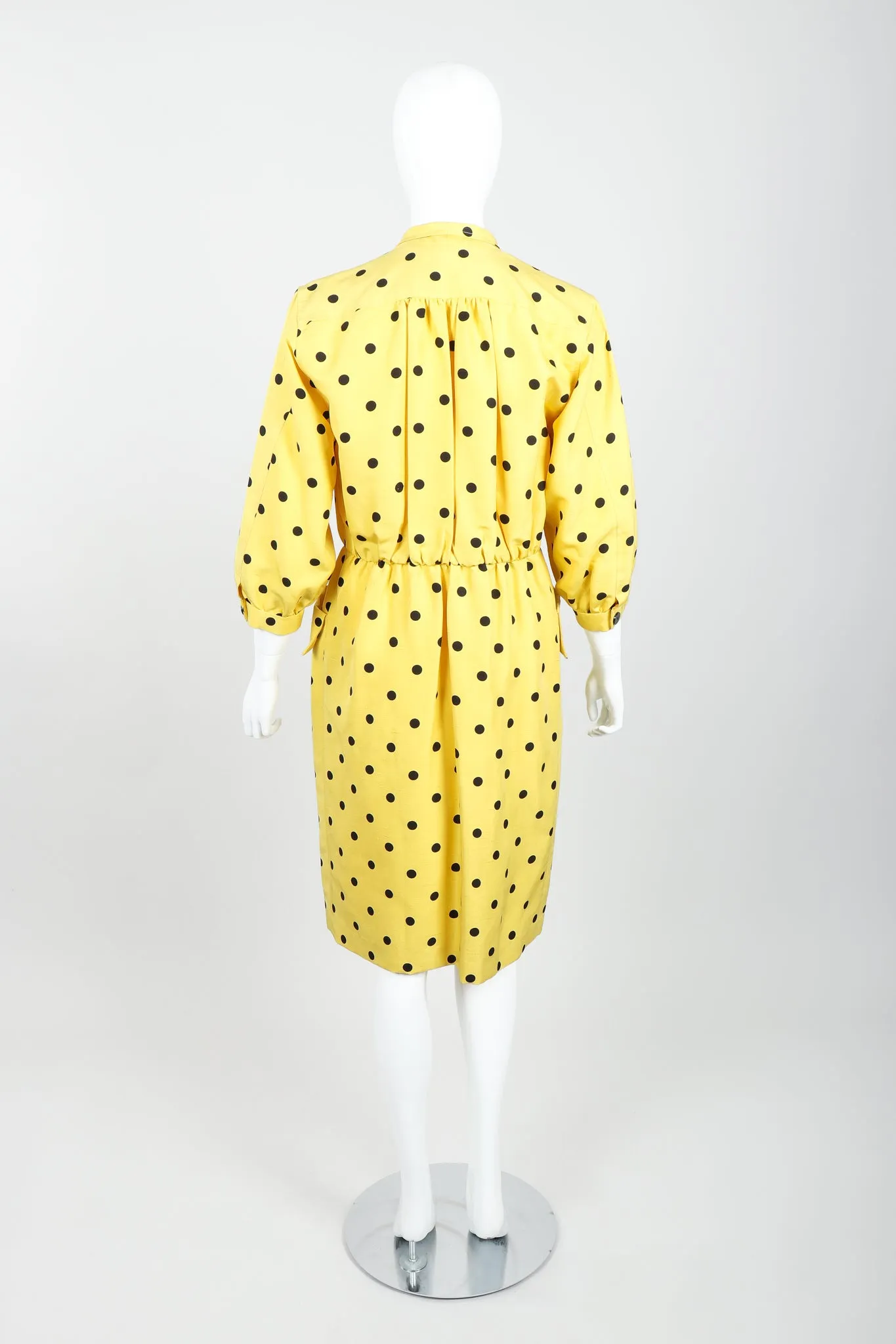 Polka Dot Shawl Collar Dress