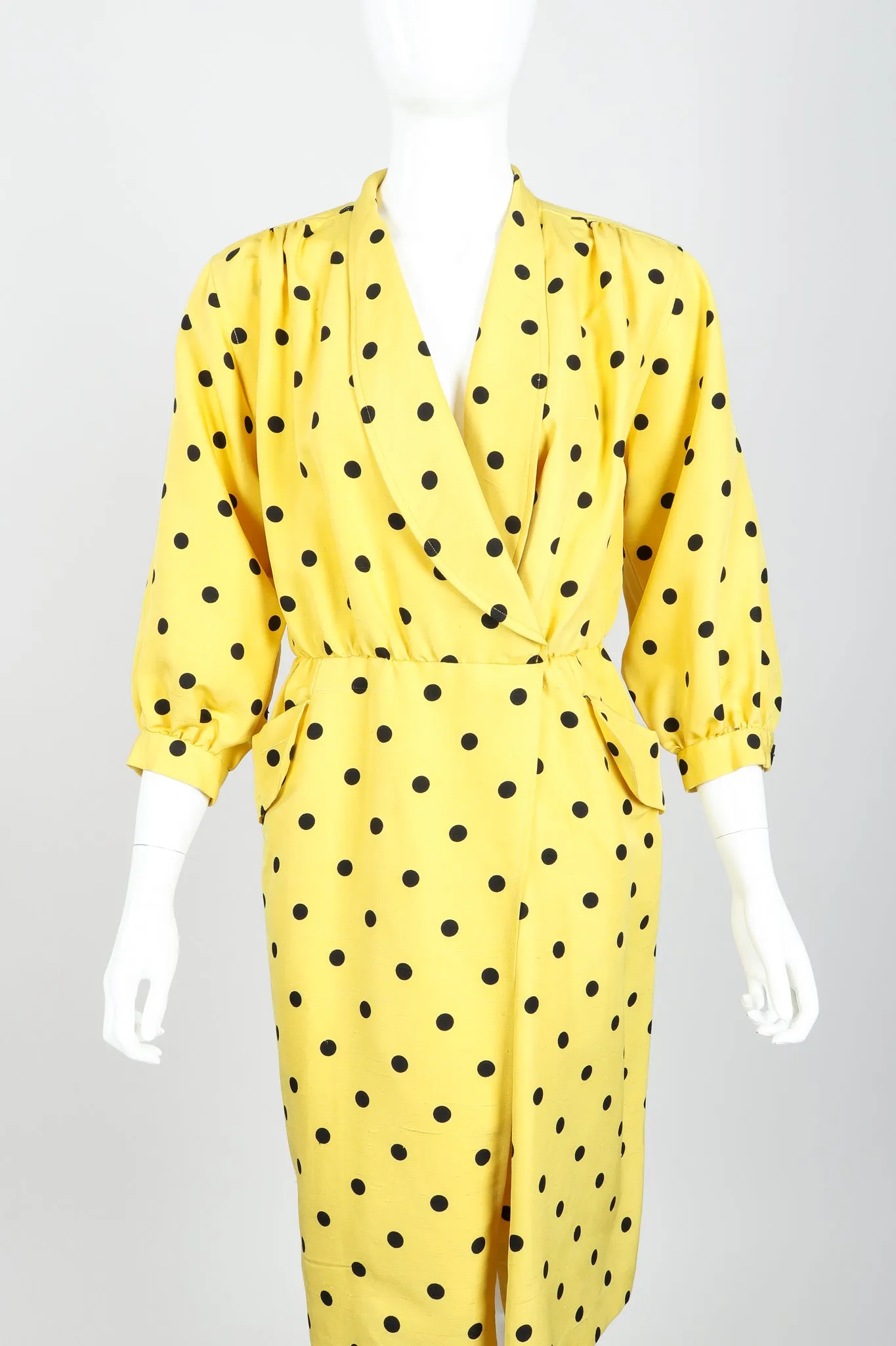 Polka Dot Shawl Collar Dress