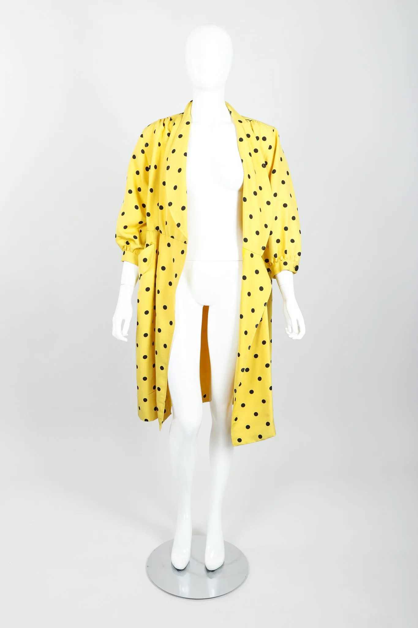 Polka Dot Shawl Collar Dress