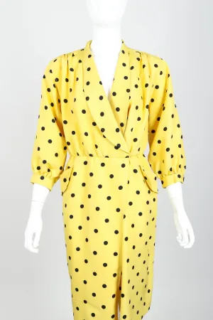 Polka Dot Shawl Collar Dress