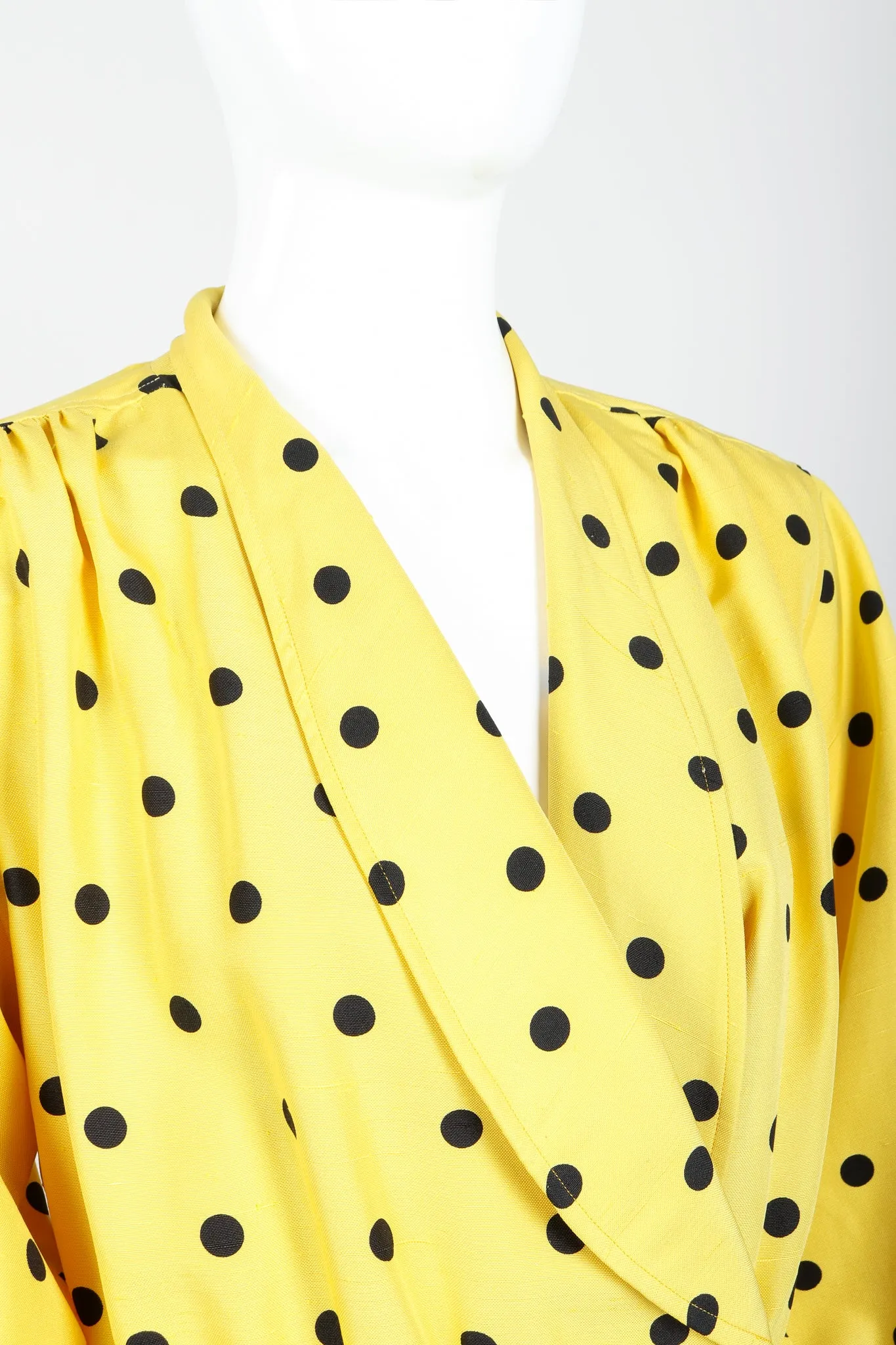 Polka Dot Shawl Collar Dress
