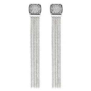 Possibility Pavé Tassel Earring Long - Sterling Silver   CZ Blanc