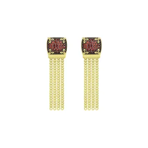 Possibility Pavé Tassel Earring Short - 18K Gold Vermeil   CZ Rouge