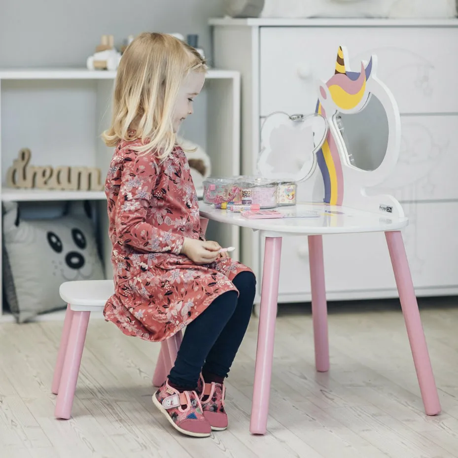 Princess Vanity Table with Stool Kids Play Toy