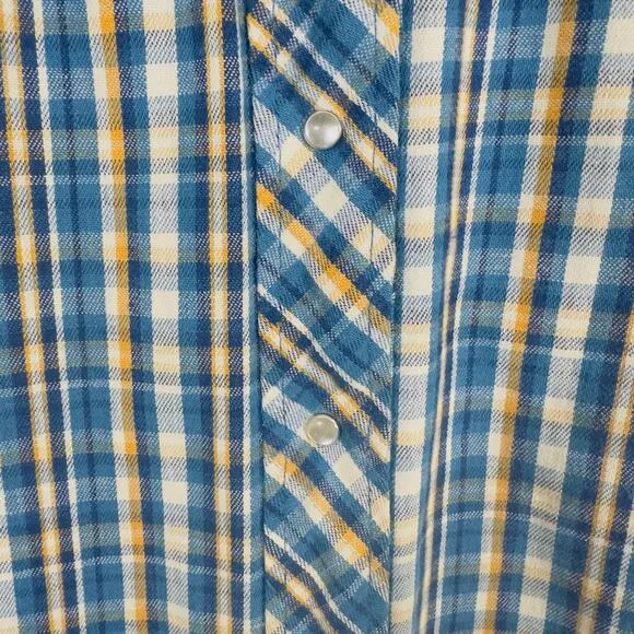 Prior Western Vintage Work Wear Shirt Plaid Faux Fur Lined  Pearl Snap 38 Women