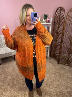 Pumpkin Patchin' Open Knit Fuzzy Cardigan