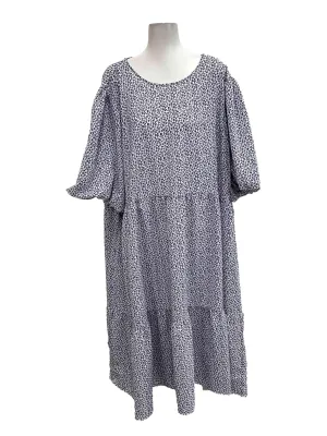 Purple Floral Puff Sleeves Dress