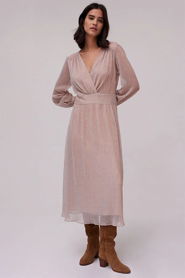RAELLE NUDE LAMÃ‰ FABRIC EVENING DRESS