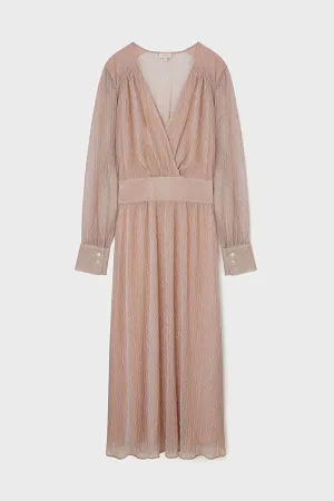 RAELLE NUDE LAMÃ‰ FABRIC EVENING DRESS