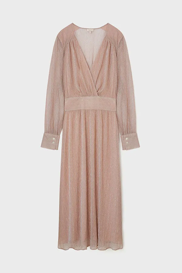 RAELLE NUDE LAMÃ‰ FABRIC EVENING DRESS