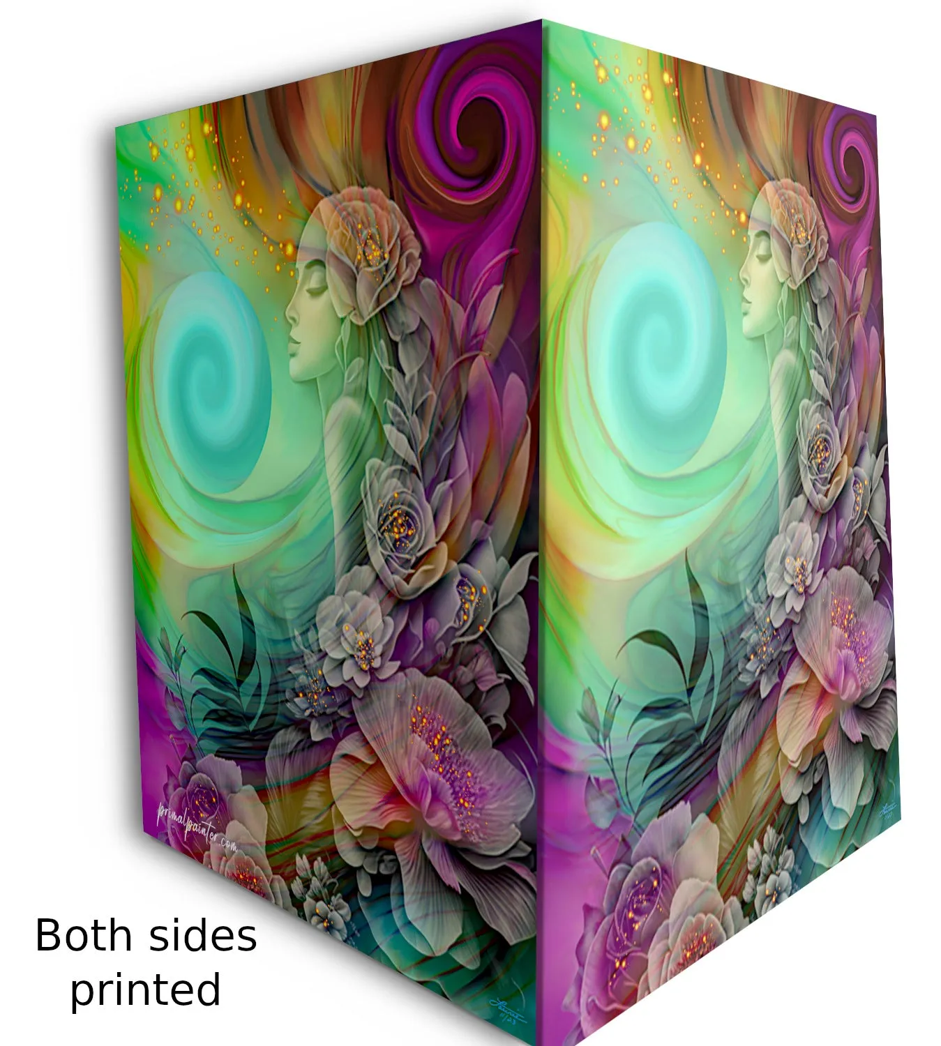Rainbow Goddess Art Greeting Card, Colorful Floral Art Notecard - "Flower Child"