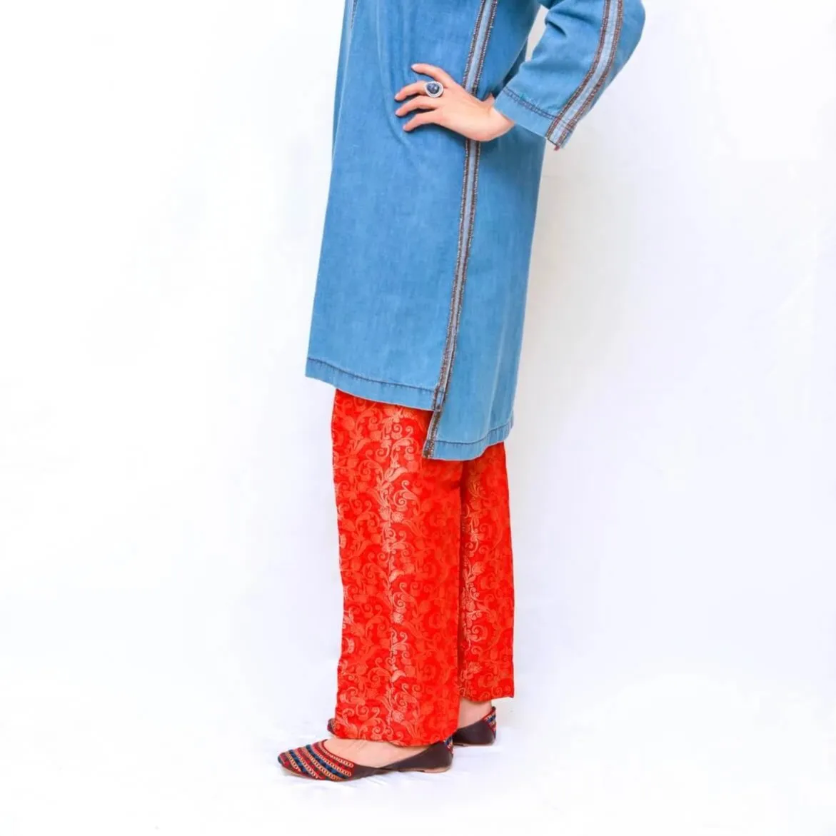 Red Silk Indian Pakistani Pant