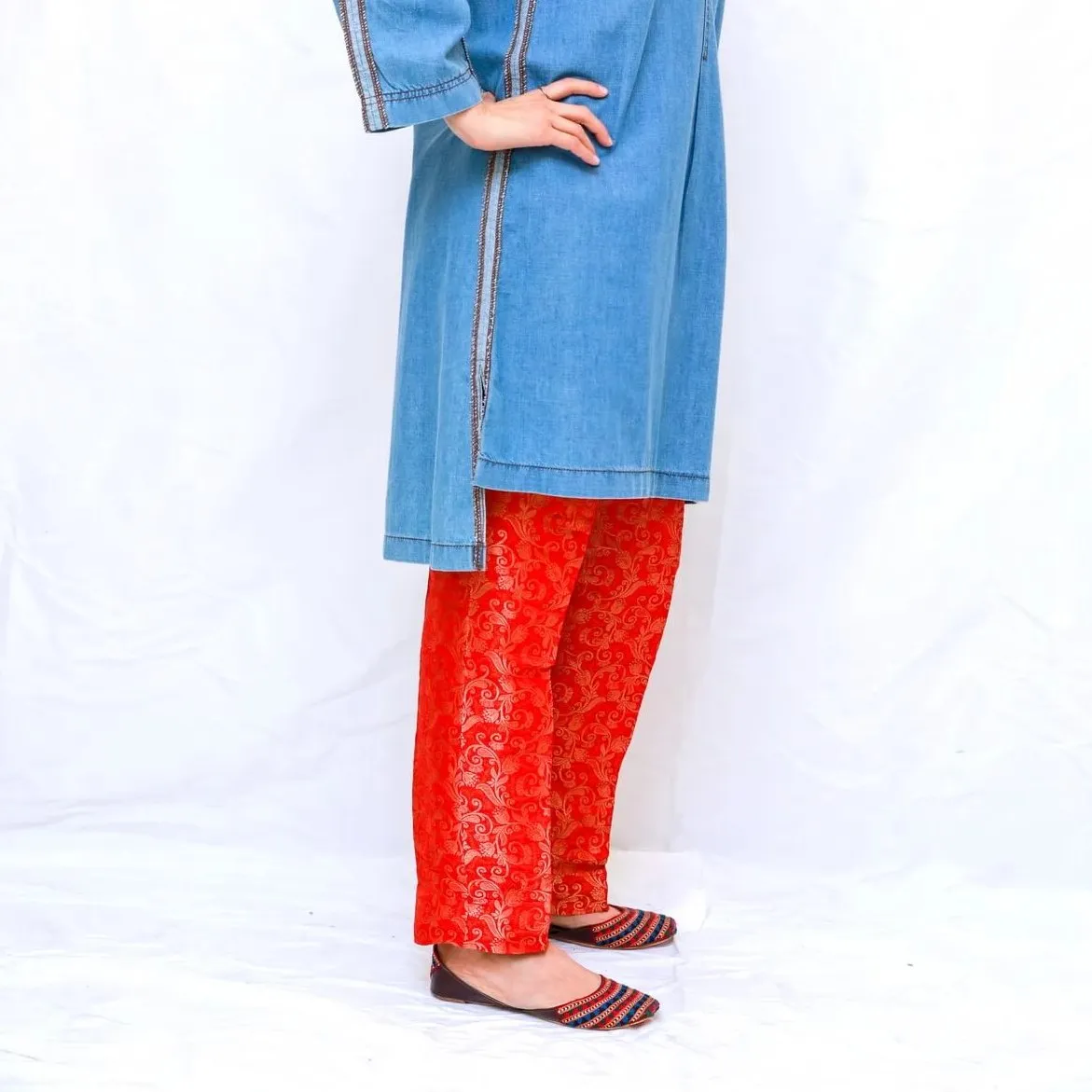 Red Silk Indian Pakistani Pant