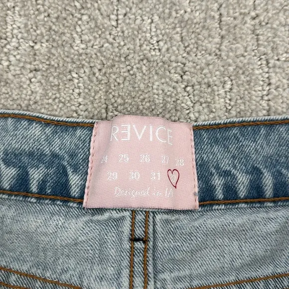 Revice “90’s Baby” Asymmetrical High Waist Jeans in Joey Wash denim light