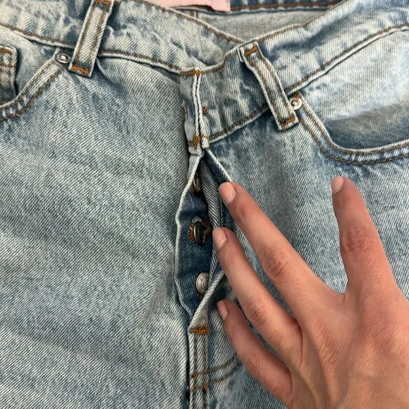 Revice “90’s Baby” Asymmetrical High Waist Jeans in Joey Wash denim light