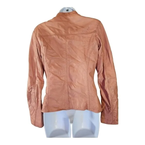Rino &amp; PELLE DISTRESSED MOTO JACKET IN BLUSH PINK