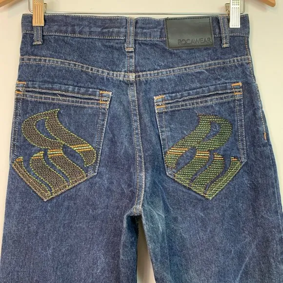 ROCAWEAR 90s Vintage Original Fit High Rise 100% Cotton Denim Sz 14 Waist 29
