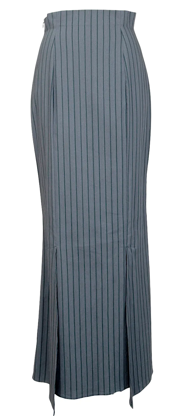 ROMEO GIGLI Italy. Vintage Blue Striped Weave Slit Skirt