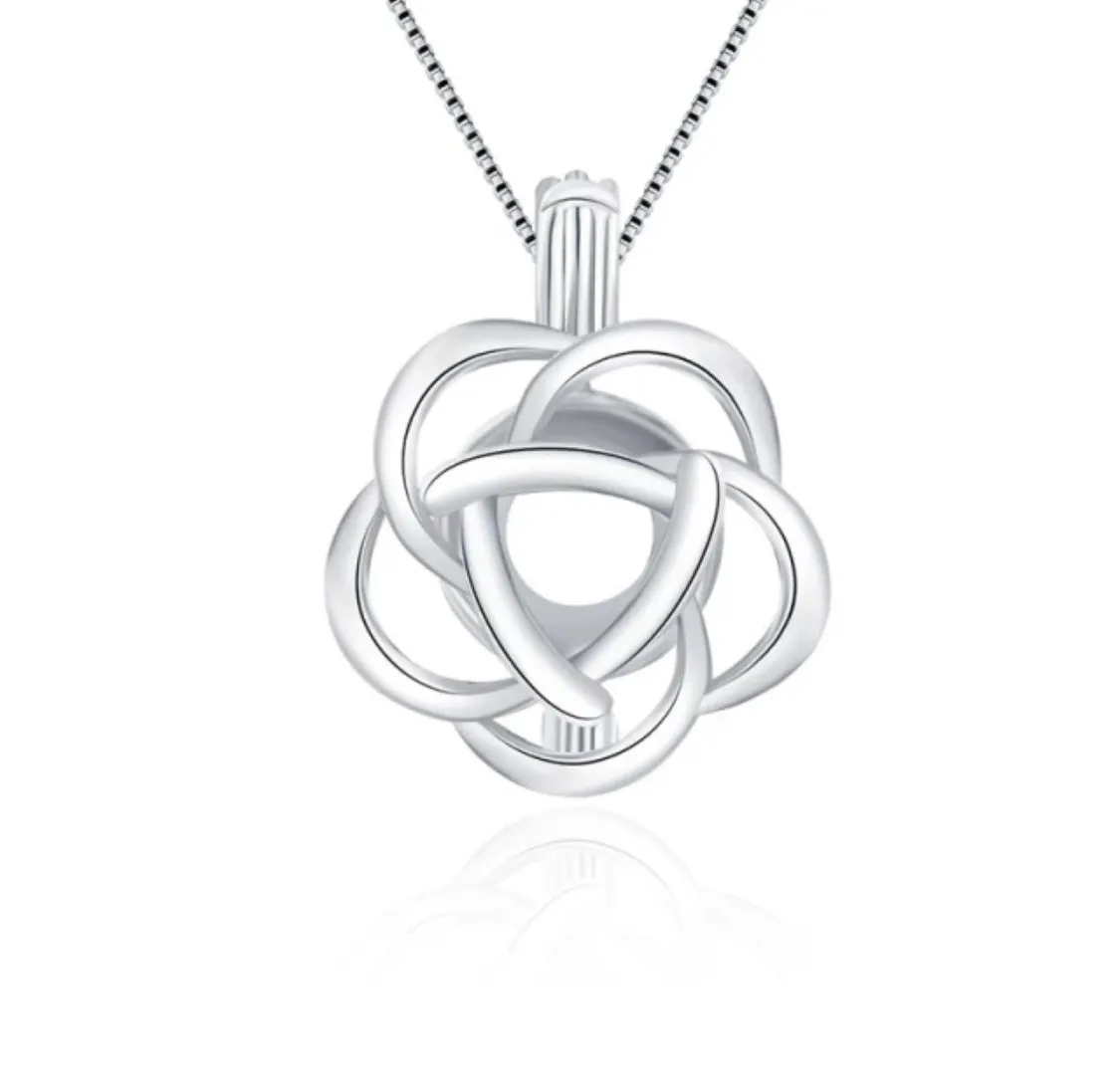Rose Blossom Sterling Silver Cage Necklace Set
