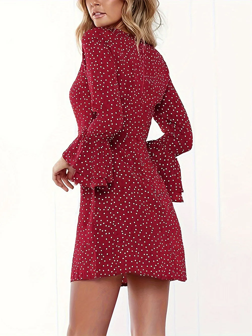 Round Neck Polka Dots Mini Bodycon Dress HB100073