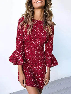 Round Neck Polka Dots Mini Bodycon Dress HB100073