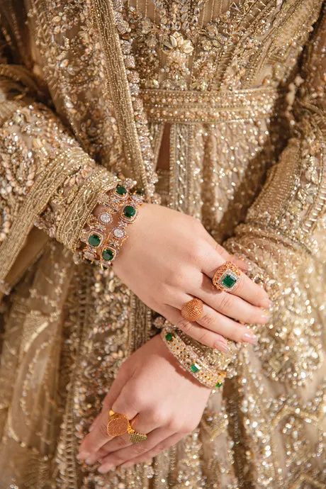 Royal Golden Bridal Lehenga Frock and Dupatta Dress