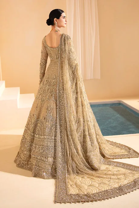 Royal Golden Bridal Lehenga Frock and Dupatta Dress