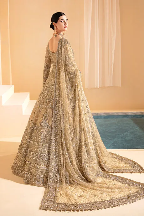 Royal Golden Bridal Lehenga Frock and Dupatta Dress