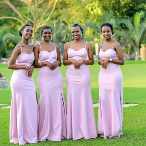 Roycebridal Long Cheap Pink Bridesmaid Dresses Sexy Maid of Honor Dresses