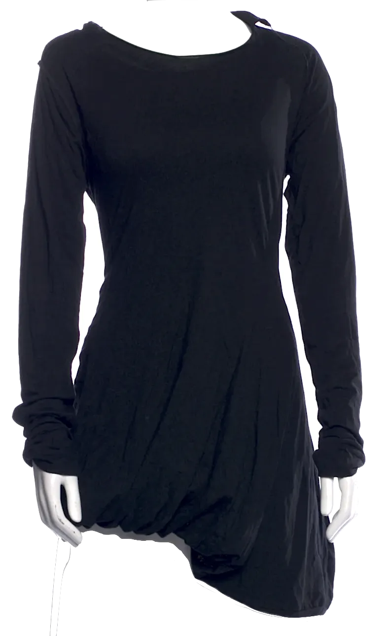 Rundholz Black Label. Black Asymmetrical Hem Cotton Blend Tunic