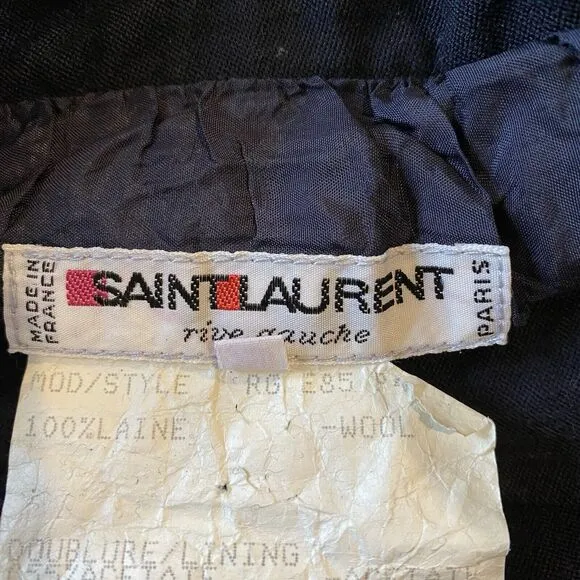 Saint Laurent Vintage 100% Inch Wool Lined Navy Blue 38 Small Skirt Made France