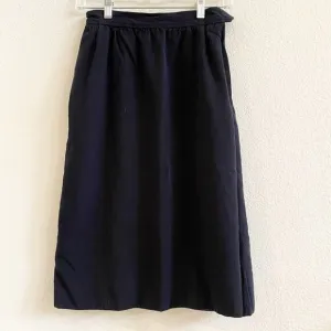 Saint Laurent Vintage 100% Inch Wool Lined Navy Blue 38 Small Skirt Made France